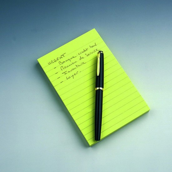 Lipnūs lapeliai Post-it, 102 x 152 mm, 100 lapelių, linijomis, geltona