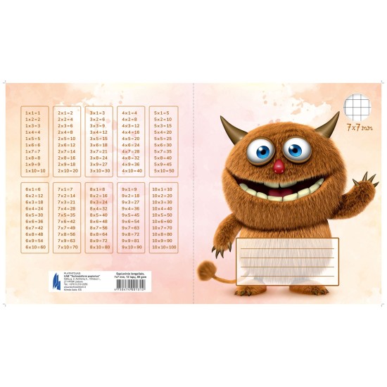 Sąsiuvinis TECHNOINFORM, 1-2 klasei, A5, 12 lapų, 80gsm, langeliais