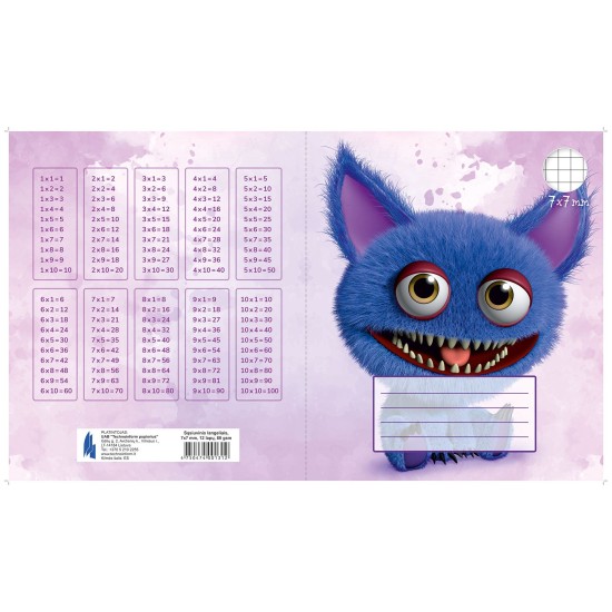 Sąsiuvinis TECHNOINFORM, 1-2 klasei, A5, 12 lapų, 80gsm, langeliais