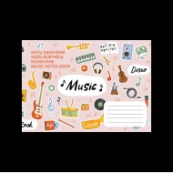 Muzikos natų sąsiuvinis, A5, Vidinių lapų gramatūra – 70 g/m2.