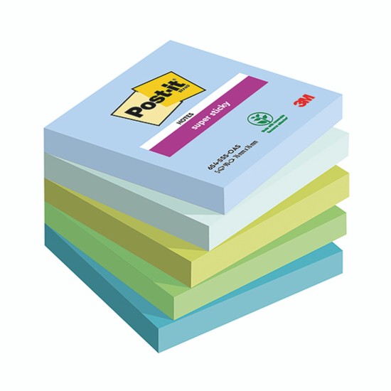 Lipnūs lapeliai Post-it Super Sticky,Oasis Colour, 76 mm x 76 mm, 5 vnt./pak.