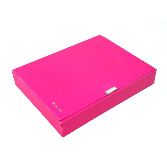 Dėklas - dėžutė dokumentams PANTA PLAST Neon, PP, A4, 55 mm, rožinės sp.