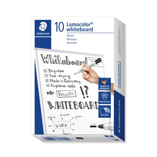 Žymeklis baltai lentai STAEDTLER LUMOCOLOR 351, 2 mm, JUODA