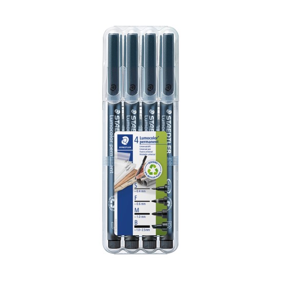 Permanentinių žymeklių rinkinys STAEDTLER LUMOCOLOR 31-9WP4GS, JUODA