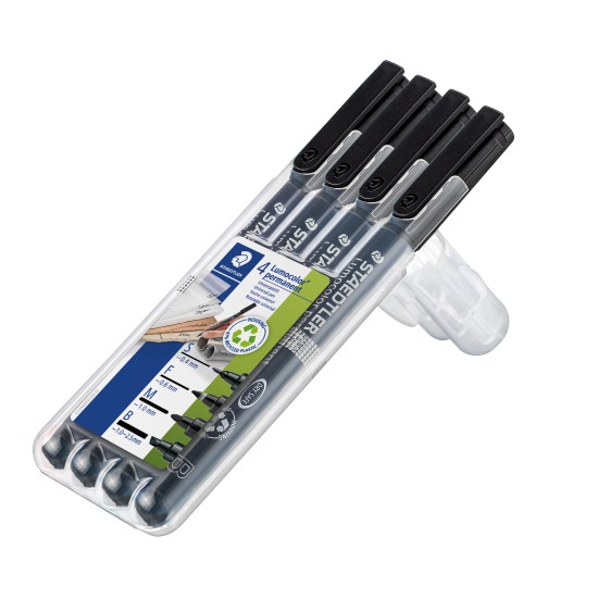 Permanentinių žymeklių rinkinys STAEDTLER LUMOCOLOR 31-9WP4GS, JUODA