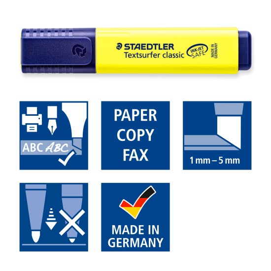 Teksto žymekliai STAEDTLER TEXTSURFER 364, 4 spalvų rinkinys