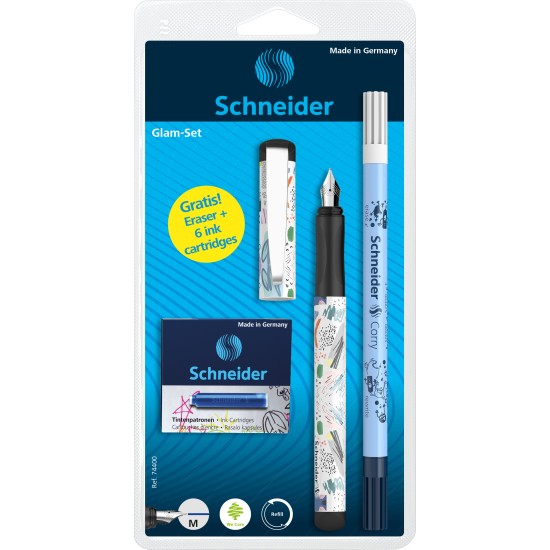Rinkinys  Plunksnakotis Schneider GLAM+Corry+6 rašalo kapsulės