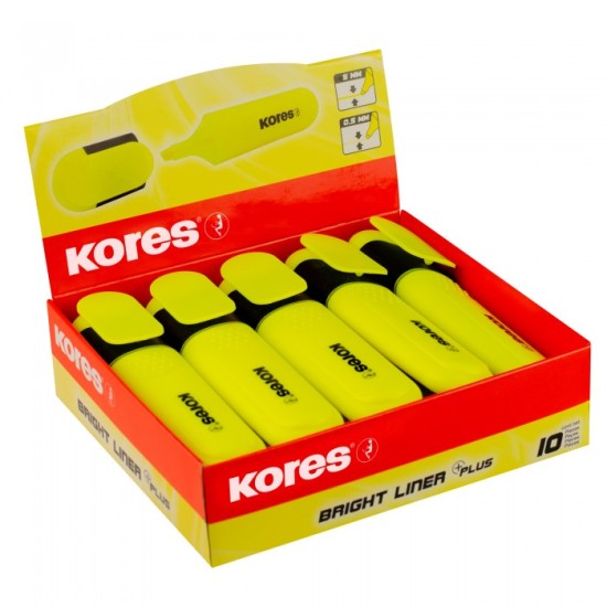 Teksto žymeklis KORES BRIGHT LINER, geltona