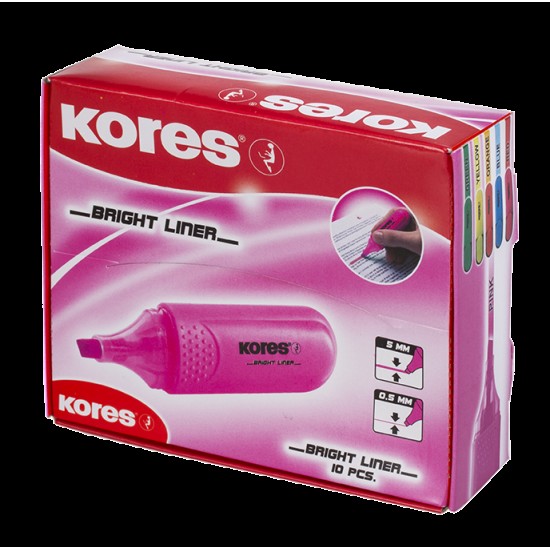 Teksto žymeklis KORES BRIGHT LINER, rožinė