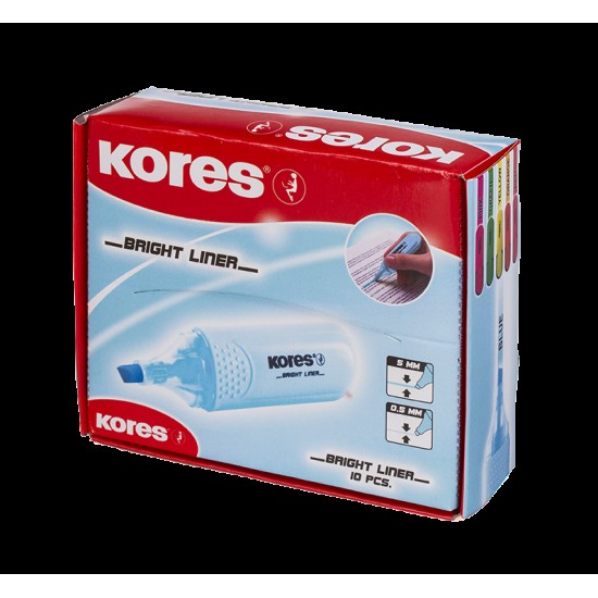 Teksto žymeklis KORES BRIGHT LINER, mėlyna