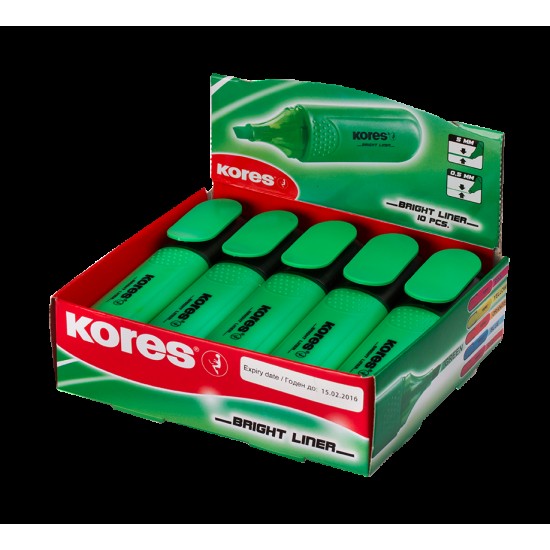 Teksto žymeklis KORES BRIGHT LINER, žalia
