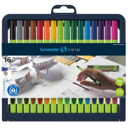 Rašikliai SCHNEIDER LINE-UP 0.4 mm, žalias korpusas, 16 spalvų rinkinys