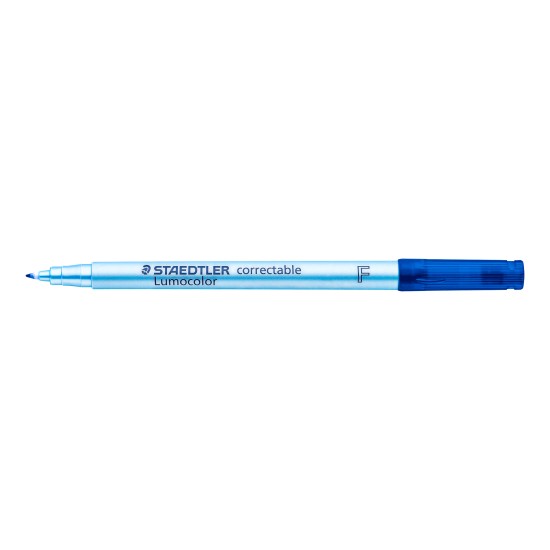 Sauso valymo koreguojamasis žymeklis STAEDTLER Lumocolor F, 0,6 mm brėžis, mėlyna sp.