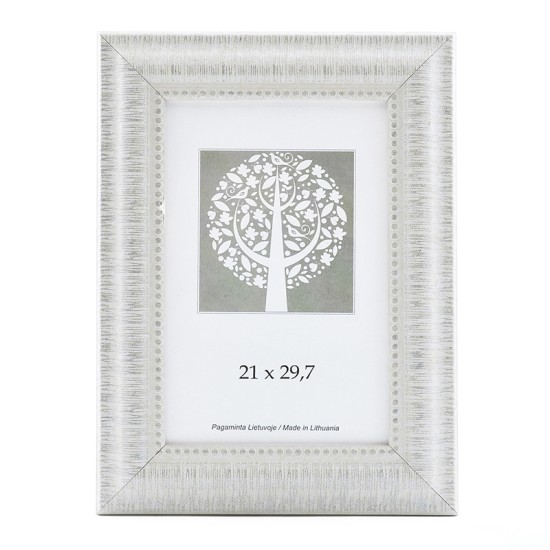 Nuotraukų rėmelis, plastikinis, A4, 21x29,7 cm, baltos sp. vidinis rėmelis su ornamentu