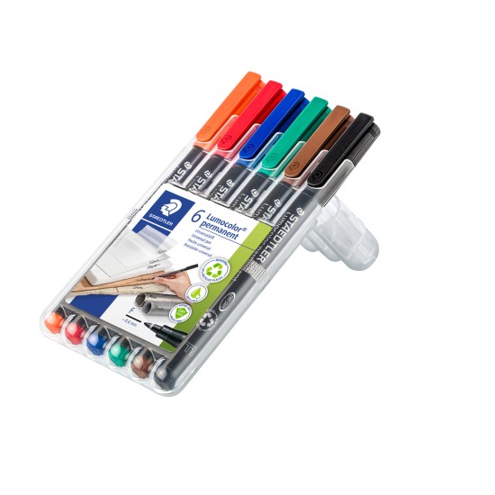 Permanentinis žymeklis  STAEDTLER LUMOCOLOR 318F, 0.6 mm, 6 spalvų rinkinys