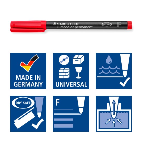 Permanentinis žymeklis  STAEDTLER LUMOCOLOR 318F, 0.6 mm, 6 spalvų rinkinys