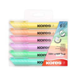 Teksto žymeklis KORES HIGH LINER PLUS, 6 pastelinės spalvos