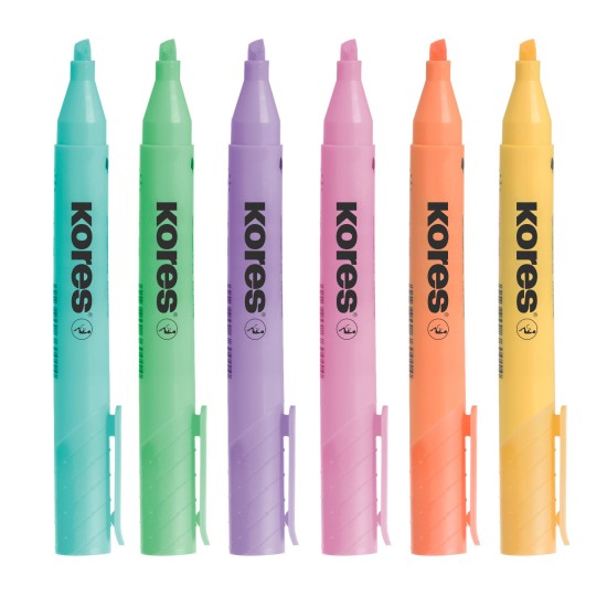 Teksto žymeklis KORES HIGH LINER PLUS, 6 pastelinės spalvos