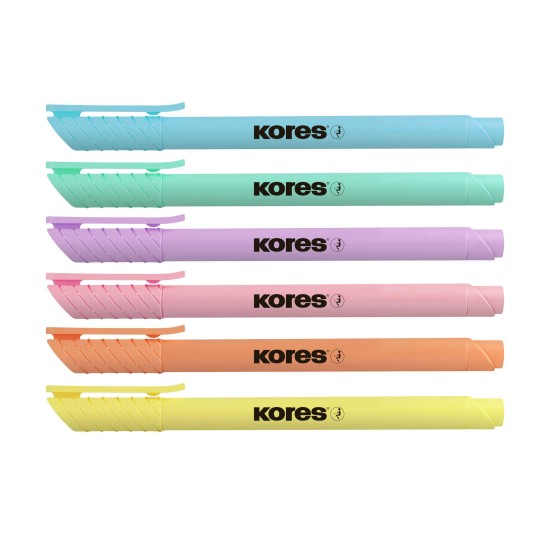 Teksto žymekliai KORES HIGH LINER PASTEL 6 spalvų rinkinys