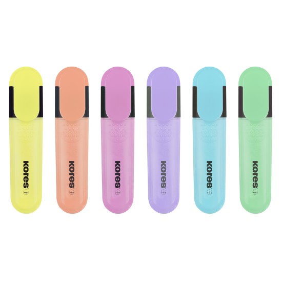 Teksto žymeklių rinkinys KORES BRIGHT LINER PLUS, 6 pastelinės spalvos
