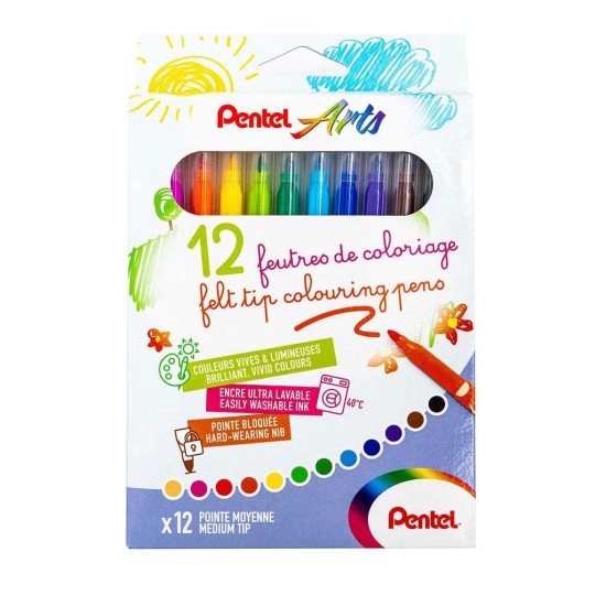 Flomasteriai PENTEL ARTS, 12 spalvų