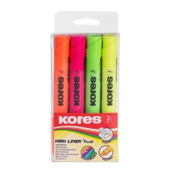 Teksto žymeklių HIGH LINER PLUS, komplektas, mišrios spalvos, plastikiniame dėkle - 4 vnt.