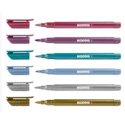 Žymeklių rinkinys KORES Metallic Style, 6 metalizuotos spalvos