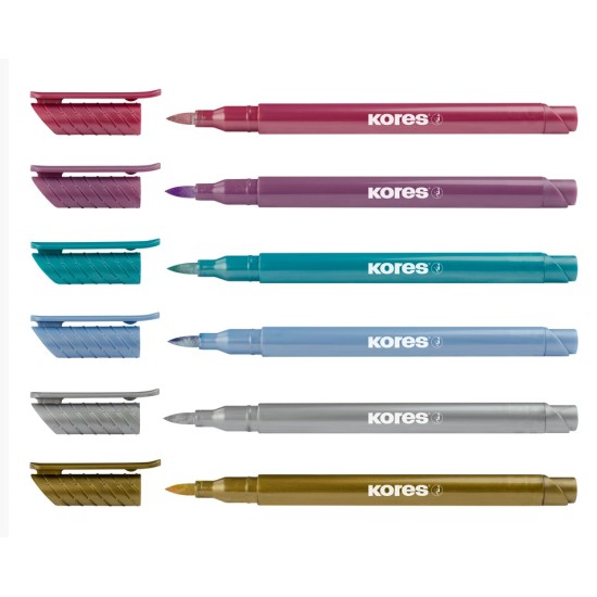 Žymeklių rinkinys KORES Metallic Style, 6 metalizuotos spalvos