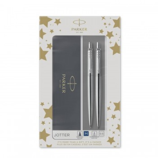 Rinkinys Parker Automatinis pieštukas + Tušinukas Jotter Stainless Steel CT