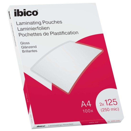 Laminavimo vokeliai Ibico, A4, 216x303 mm, 125 mik., blizgūs, 100 vnt.