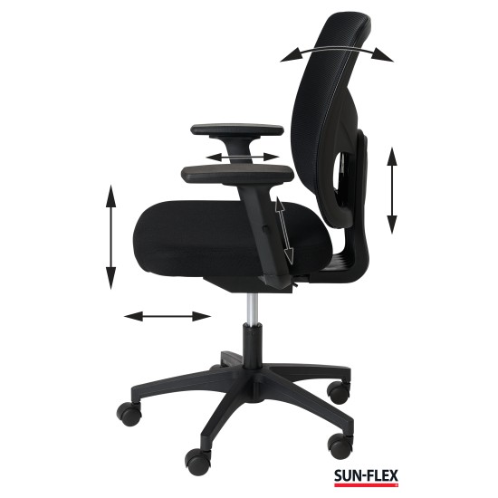 Biuro kėdė SUN-FLEX  OFFICECHAIR su tinkeliu, juoda