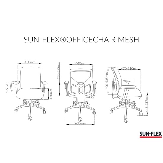 Biuro kėdė SUN-FLEX  OFFICECHAIR su tinkeliu, juoda