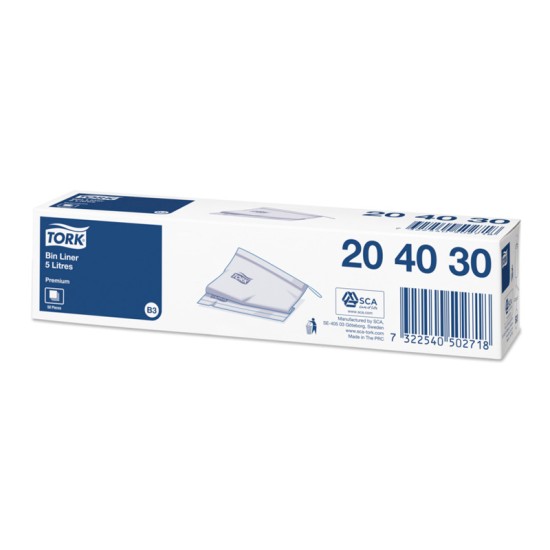 Šiukšlių maišai TORK, 5L, 250 x370mm, 50 pcs, pilkos spalvos
