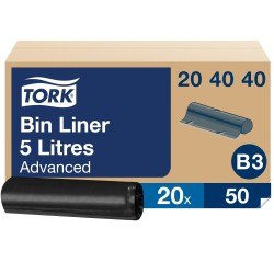 Šiukšlių maišai TORK, 5L, juodos spalvos, 50 vnt./rulonėlis (204040)