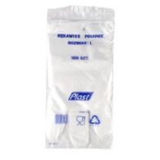 Polietileno pirštinės PLASTICPACK, HDPE, L dydis, 100 vnt.