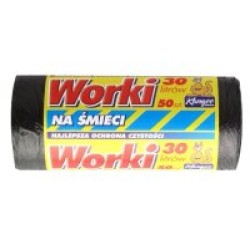 Šiukšlių maišai HD, 30 l, 6 mk., juodi, 50 vnt.