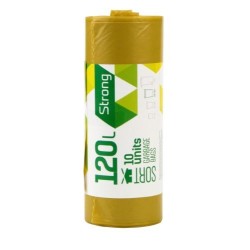 Šiukšlių maišai, LDPE, 240 l, 50 mk, 120 x 90 cm, tvirti, žali, 5 vnt.