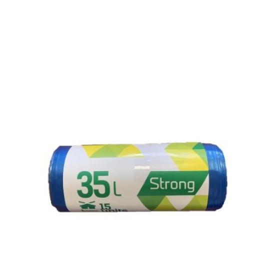 Šiukšlių maišai SORTEX, 35 l, 30 mk, 50 x 60 cm, mėlyni, 15 vnt