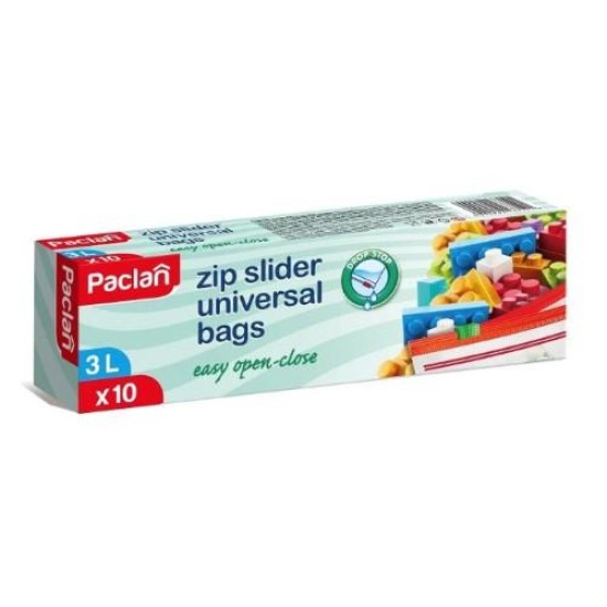 Maišeliai produktų šaldymui PACLAN, su užtrauktuku, 3 l,10vnt.
