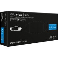 Vienkartinės pirštinės NITRYLEX PF, nitrilinės, nepudruotos, juodos spalvos, M, 100 vnt.