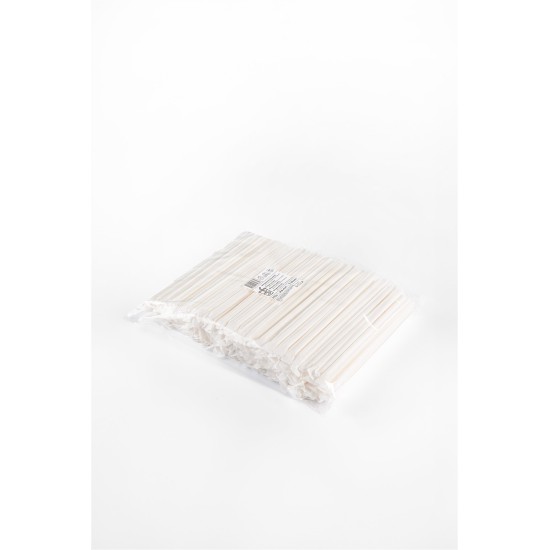 Popieriniai šiaudeliai, balti, individualiai supakuoti, D 8 mm, L 23 cm, 250 vnt