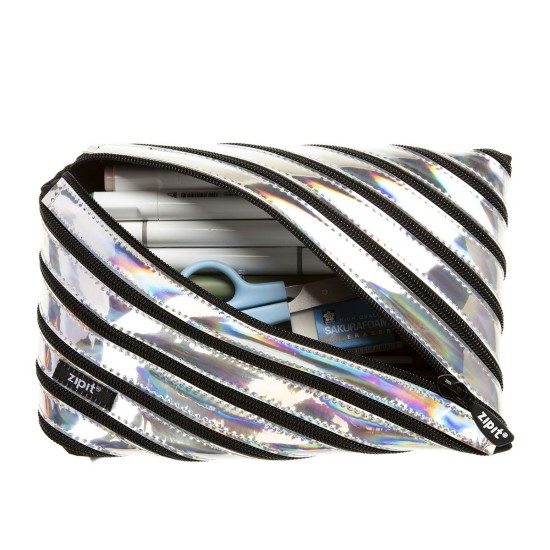 Penalas-pieštukinė ZIPIT Metallic Jumbo Pouch, ZJMT-2, Sidabrinės spalvos