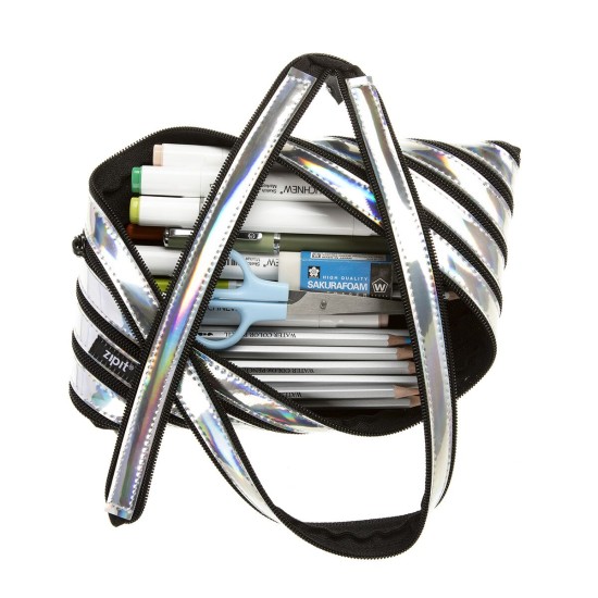 Penalas-pieštukinė ZIPIT Metallic Jumbo Pouch, ZJMT-2, Sidabrinės spalvos
