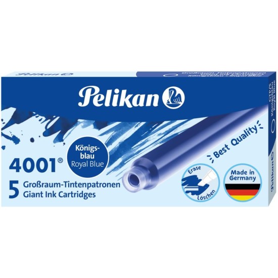 Rašalo kapsulės PELIKAN, 5 vnt., mėlynos spalvos