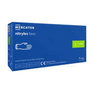 Vienkartinės pirštinės NITRYLEX Basic, nitrilinės, nepudruotos, mėlynos spalvos, S, 100 vnt.