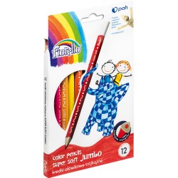 Spalvoti tribriauniai pieštukai SUPER SOFT JUMBO, Fiorello, 12 sp.