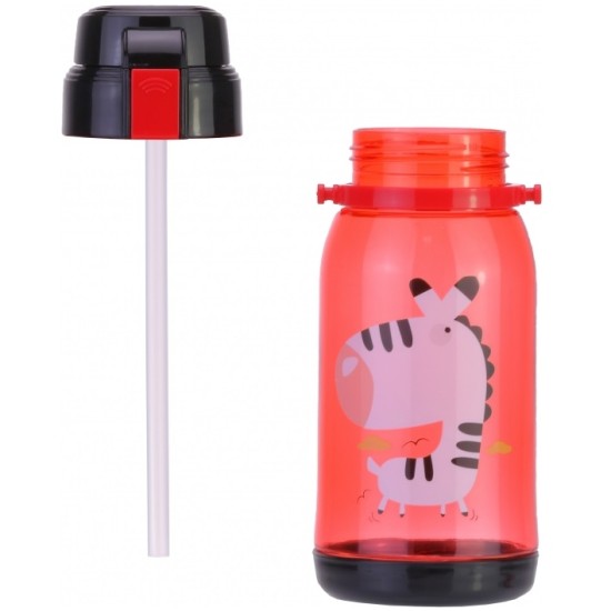 Gertuvė ZEBRA, CoolForSchool, 650ml, su užrakinamu dangteliu, permatomos raudonos sp. tritano plastikas