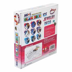 Vitražinių dažų rinkinys ICE JEWELERY, Amos, 10 spalvų po 10,5ml + 3 apyrankės + 5 žiedai