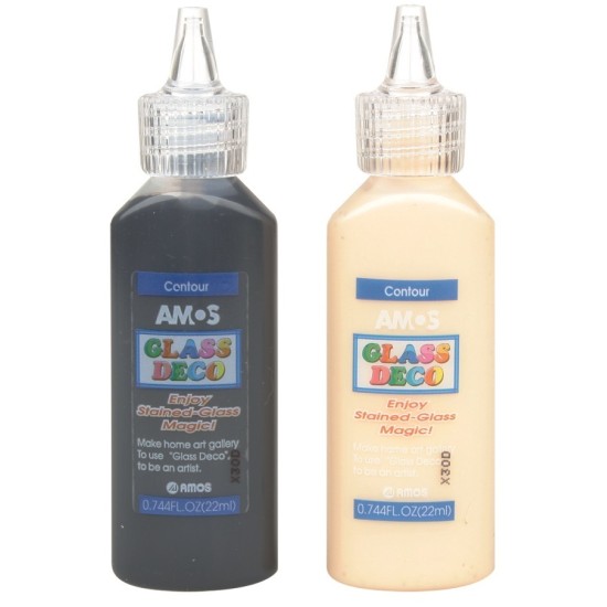 Vitražinių dažų kontūras GD22D24BG, AMOS, 22ml, juodos/aukso sp.