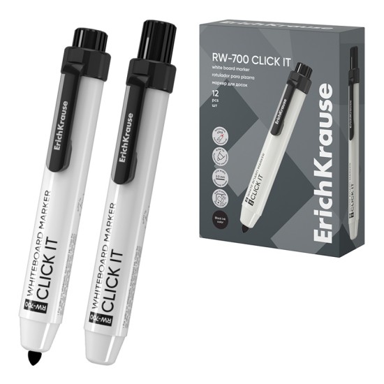 Automatinis žymeklis baltai lentai RW-700 CLICK IT, ErichKrause, 2.0mm, juodos sp.